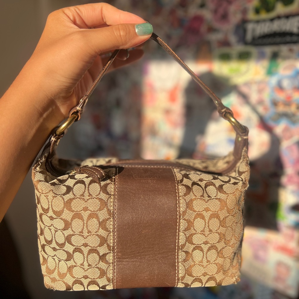 Vintage Coach Brown and Tan Mini Bag